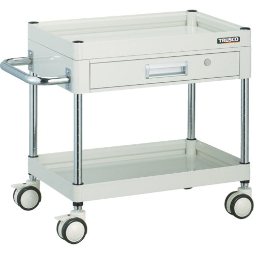 TRUSCO Tool Wagon Falcon Wagon Thin Type with 1 Drawer 750 x 500 Urethane Double Wheels White FAW-672ZD-W 1 Unit
