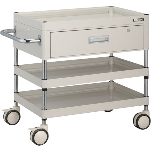 TRUSCO Tool Wagon Falcon Wagon with 1 Drawer 750 x 500 Urethane Double Wheels White FAW-773VD-W 1 Unit