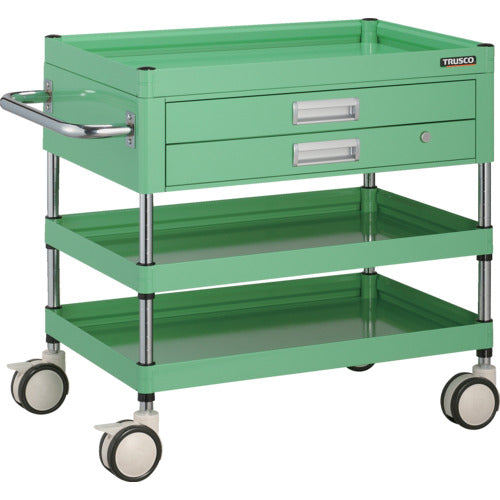 TRUSCO Tool Wagon Falcon Wagon with 2 Drawers 750 x 500 Urethane Double Wheels Young Green FAW-773XD-YG 1 Unit