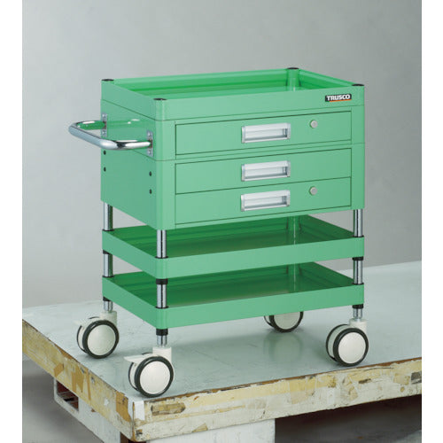 TRUSCO Tool Wagon Falcon Wagon with Drawer 750X500 Urethane Double Wheels Young Green FAW-773XZD-YG 1 Unit