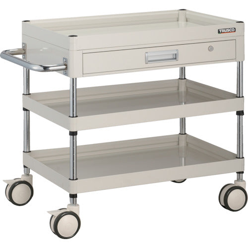 TRUSCO Tool Wagon Falcon Wagon Thin Type with 1 Drawer 750 x 500 Urethane Double Wheels White FAW-773ZD-W 1 Unit