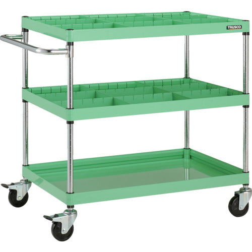 TRUSCO 툴 왜건 팔콘 왜건 900X600 칸막이 판 부착 고무 바퀴 영 그린 FAW-993S2-YG 1대
