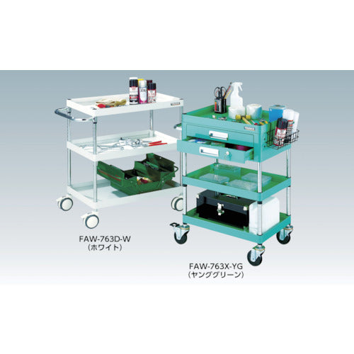 TRUSCO Tool Wagon Falcon Wagon 900X600 Rubber Wheels Young Green FAW-993-YG 1 Unit