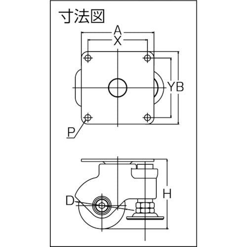 ユーエイ　プレート式　自在　キャスター　黒ナイロン　車輪径５０ｍｍ　　ＡＦタイプ　ＳＰＬＧ型　取付寸法６４×６４　SPLG-50BN-AJ　1 個