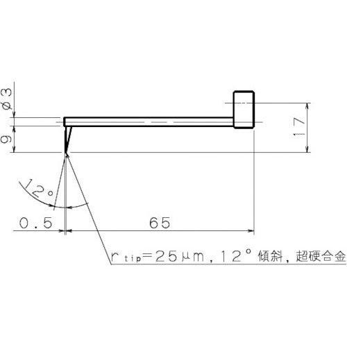 東京精密　輪郭用触針　小穴測定用・角型　DM45081　1 本