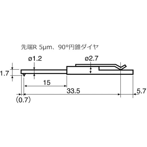 東京精密　差し替え粗さ形状測定子　細穴・薄溝用　0102512　1 本