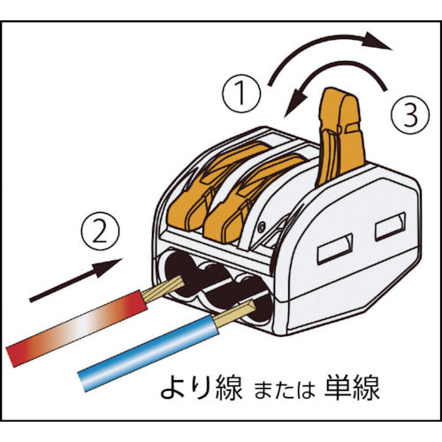 ＷＡＧＯ　ＷＦ−２　より線・単線接続可能コネクタ　２穴用　１０個入　WF-2BP　1 PK