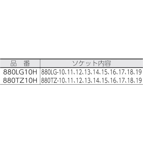 ＨＡＺＥＴ　ディープソケットセット（１２角タイプ・差込角９．５）レール付　880TZ10H　1 Ｓ