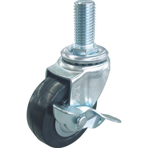 ユーエイ　ねじ込み式　自在　キャスター　ゴム　車輪径７５ｍｍ　ストッパー付き　Ｓタイプ　ＳＴ−Ｓ型　ネジ寸法Ｗ３／４×４０山数１０　ST-75RHS-W3/4-40　1 個