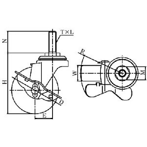 ユーエイ　ねじ込み式　自在　ステンレスキャスター　ナイロン　車輪径７５ｍｍ　ストッパー付き　Ｓタイプ　ＳＵＳ−ＳＴ−Ｓ型　ネジ寸法Ｗ３／４×４０山数１０　SUS-ST-75NS-W3/4-40　1 個