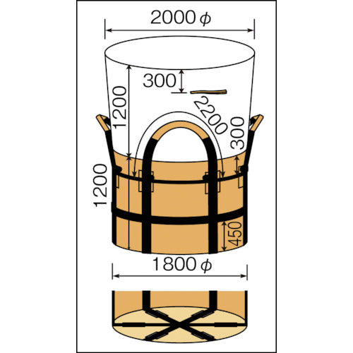 요시노 컨테이너 가방 원형 1t 바닥 로프 저비중 타입 YS-CB-4000 1개
