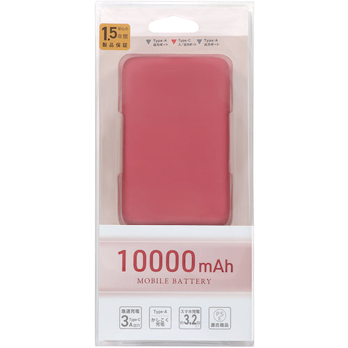 Ｏｗｌｔｅｃｈ　小型軽量モバイルバッテリー　１００００ｍＡｈ　OWL-LPB10012-RWH　1 個