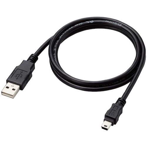ELECOM USB2.0 케이블 A-miniB 타입 사양 고정 1m 블랙 U2C-AM10BK/ID 1개