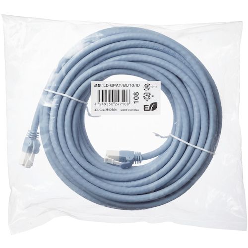 エレコム　ＬＡＮケーブル　仕様固定　ＣＡＴ６Ａ　爪折れ防止　１０ｍ　ブルー　LD-GPAT/BU10/ID　1 本