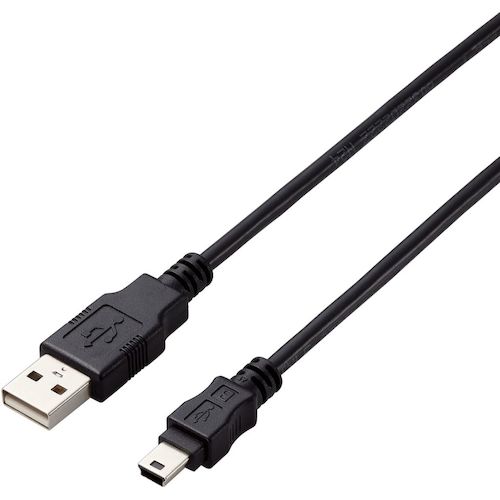 ELECOM USB2.0 케이블 A-miniB 타입 사양 고정 2m 블랙 U2C-AM20BK/ID 1개