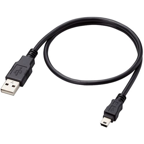 ELECOM USB2.0 케이블 A-miniB 타입 사양 고정 0.5m 블랙 U2C-AM05BK/ID 1개