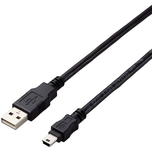 ELECOM USB2.0 케이블 A-miniB 타입 사양 고정 5m 블랙 U2C-AM50BK/ID 1개