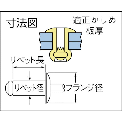 ＰＯＰ　高圧着ＨＲリベット（オール鉄）φ４．８、ＳＤ６４ＨＲ　（１０００本入）　SD64HR　1 箱
