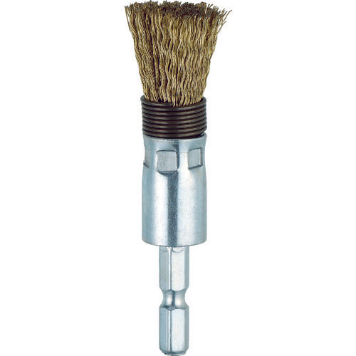TRUSCO Hexagonal Shaft Cylindrical Brush Φ15X6.35 Brass Plated 0.25 with Spring TEBS6-15G 1 Piece