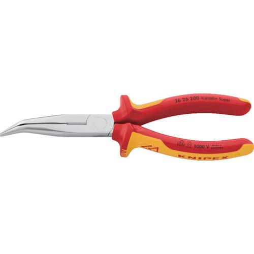 ＫＮＩＰＥＸ　絶縁１０００Ｖ先曲ロングラジオペンチ　２００ｍｍ　2626-200　1 丁