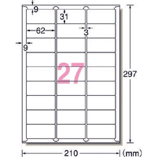 ３Ｍ　エーワン［［ＴＭ上］］　ラベルシール（プリンタ兼用）キレイにはがせる　２７面　（１０枚）　31289　1 PK