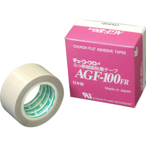 Chukoh Flow Fluoroplastic (Teflon PTFE) Glass Cloth Adhesive Tape AGF-100FR 0.13t x 30w x 10m AGF100FR-13X30 1 roll