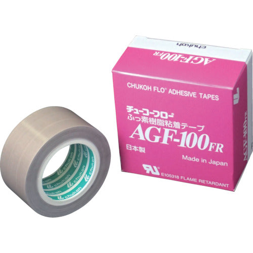 Chukoh Flow Fluoroplastic (Teflon PTFE) Glass Cloth Adhesive Tape AGF-100FR 0.15t x 38w x 10m AGF100FR-15X38 1 roll