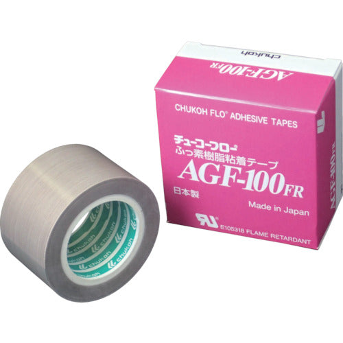 Chukoh Flow Fluoroplastic (Teflon PTFE) Glass Cloth Adhesive Tape AGF-100FR 0.15t x 50w x 10m AGF100FR-15X50 1 roll