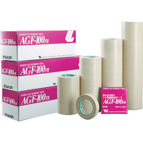 Chukoh Flow Fluoroplastic (Teflon PTFE) Glass Cloth Adhesive Tape AGF-100FR 0.18t x 250w x 10m AGF100FR-18X250 1 roll