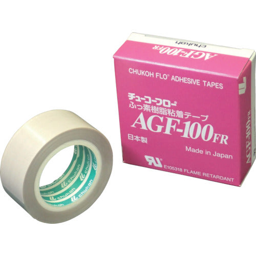 Chukoh Flow Fluoroplastic (Teflon PTFE) Glass Cloth Adhesive Tape AGF-100FR 0.30t x 25w x 10m AGF100FR-30X25 1 roll