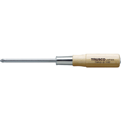 TRUSCO Wooden Handle Penetrating Driver Tip +2 100mm TWKD-2-100 1 piece