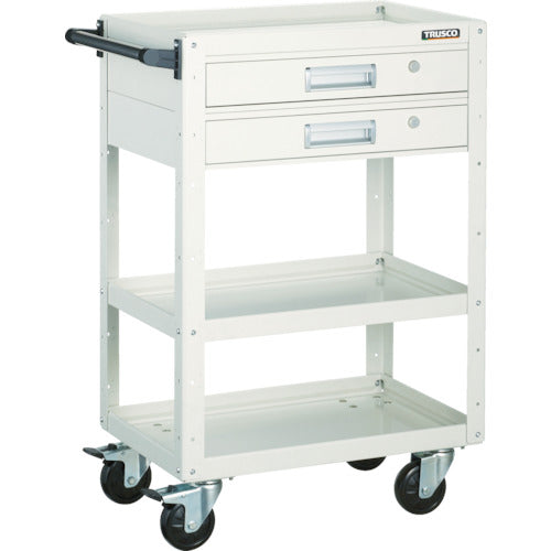 TRUSCO Tool Wagon Eagle Wagon 600X400 with 2 drawers and 4 swivel wheels White EGW-963V2J-W 1 unit