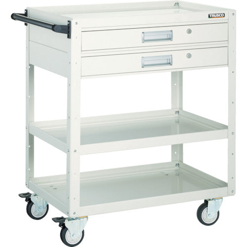 TRUSCO Tool Wagon Eagle Wagon 750 x 500 with 2 drawers, 4 urethane wheels, white EGW-973V2UJ-W 1 unit