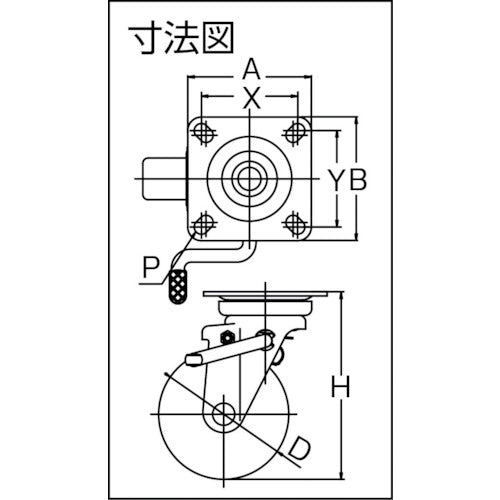 ＴＲＵＳＣＯ　ナイロンホイールウレタンキャスター　自在ストッパー付　Φ１５０　TYGUJB-150A　1 個