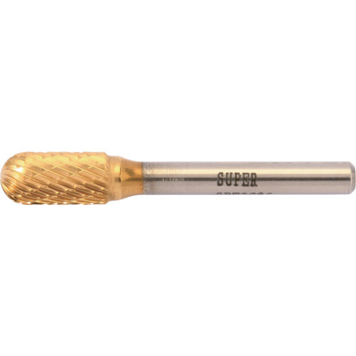 Super Super Carbide Bur Titanium Coated Brazed Type Rounded Cylindrical (Double Cut) Blade Diameter: 9.5mm Shaft Diameter: 6.0mm SBT2C06 1 pc