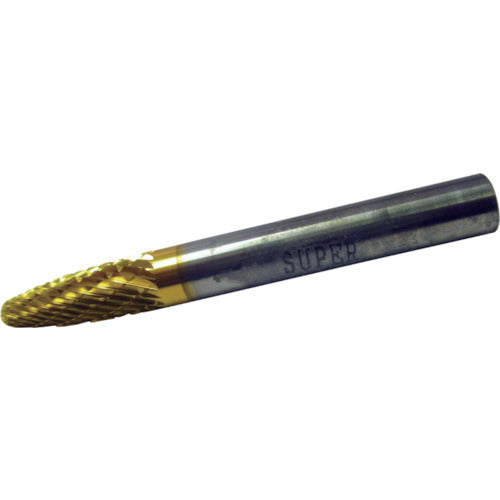 Super Super Carbide Bur Titanium Coated All Carbide Type Bullet Type (Double Cut) Blade Diameter: 6.0mm Shaft Diameter: 6.0mm SBT3C02 1 pc