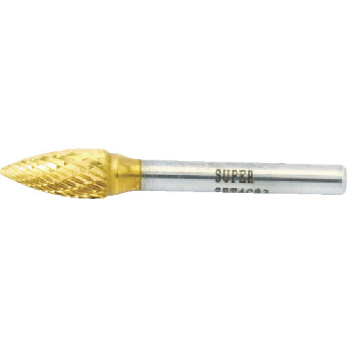 Super Super Carbide Bur Titanium Coated Brazed Type Point Type (Double Cut) Blade Diameter: 8.0mm Shaft Diameter: 6.0mm SBT4C02 1 pc