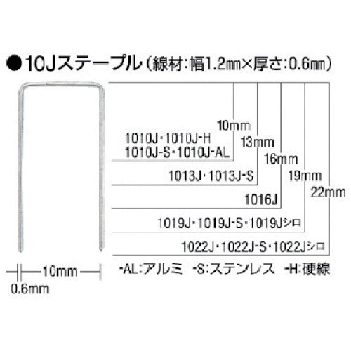 ＭＡＸ　ステンレスステープル　肩幅１０ｍｍ　長さ１３ｍｍ　５０００本入り　1013J-S　1 箱