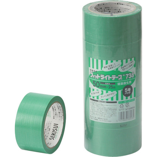 Sekisui Fit Light Tape #738 50mm x 25m (5 rolls pack) Green N738M54 1 PK