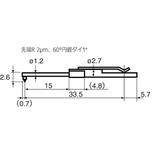 東京精密　差し替え粗さ測定子　先端半径２μｍ　中細穴　DM43809　1 本