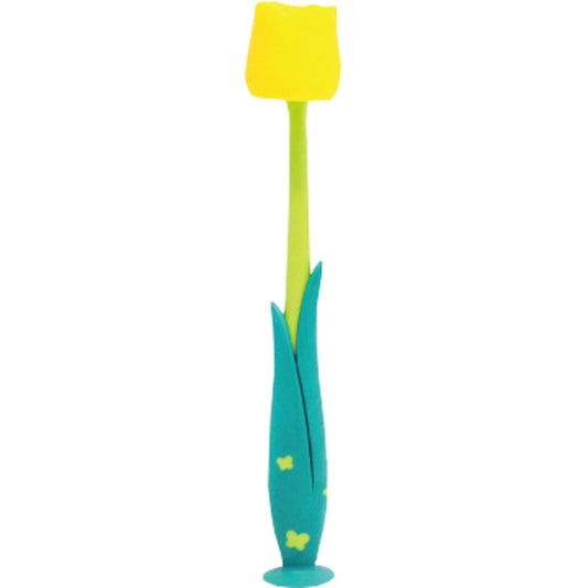 Pitatto Flores Tulip Toothbrush with Suction Cup Canary Yellow 1 Piece 1 pc
