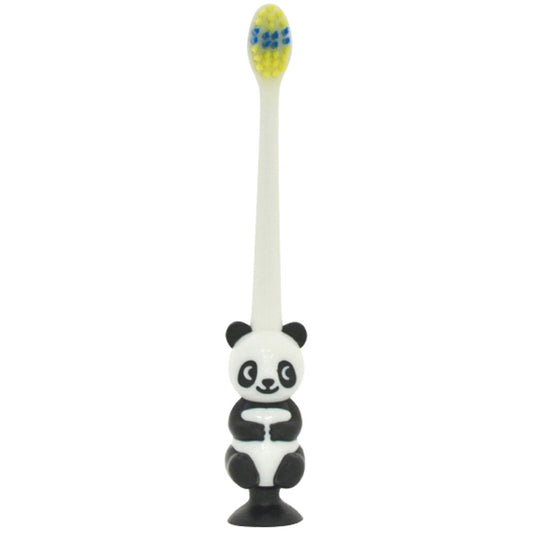 Pitatto Panda Toothbrush with Suction Cup and Cap, Black, 1 Piece, 1 pc