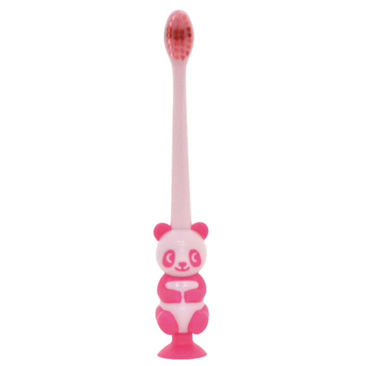 Pitatto Panda Toothbrush with Suction Cup and Cap Candy Pink 1 Piece 1 pc