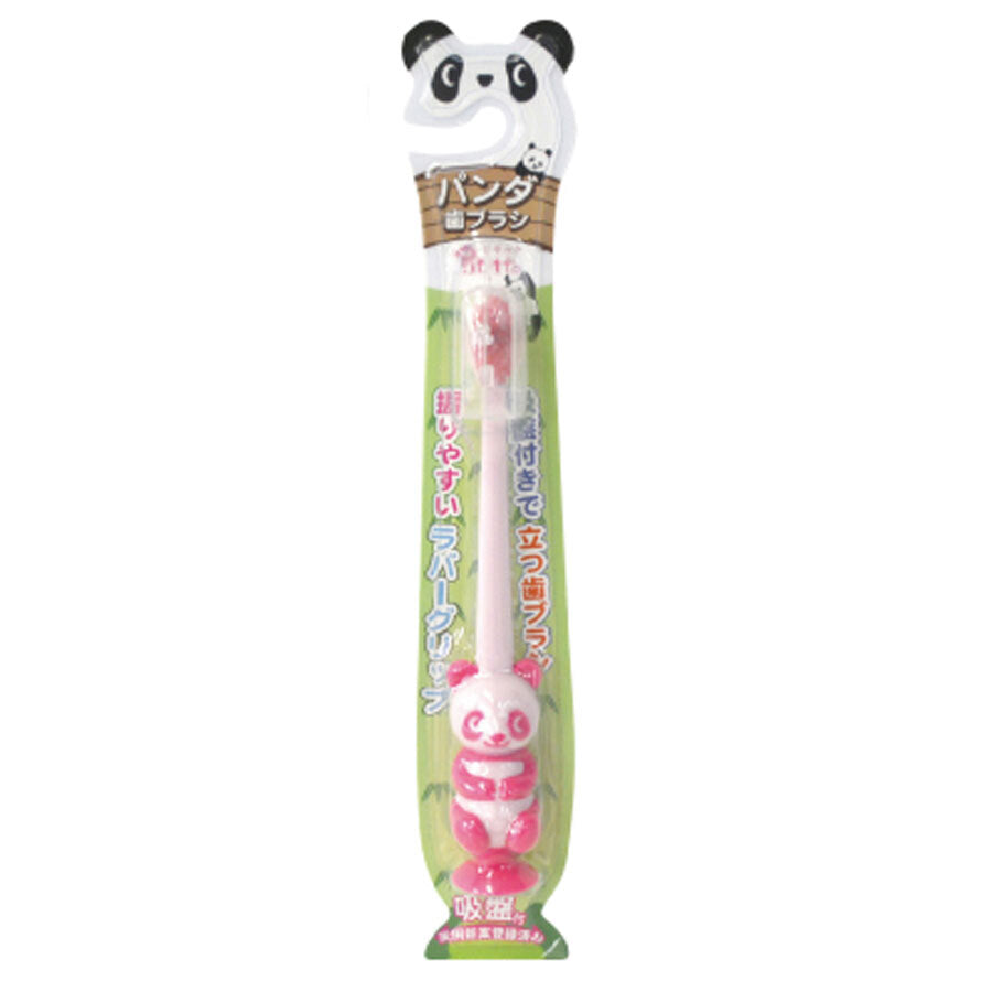Pitatto Panda Toothbrush with Suction Cup and Cap Candy Pink 1 Piece 1 pc