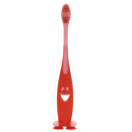 Pitatto Smiley Toothbrush with Suction Cup and Cap, Fun Red, 1 Piece, 1 pc