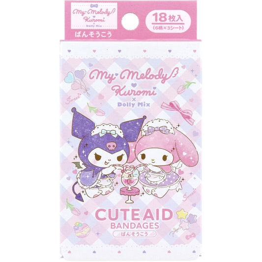 キャラクターばんそうこう CUTE AID マイメロデイ＆クロミ×DollyMix 18枚入 1 個