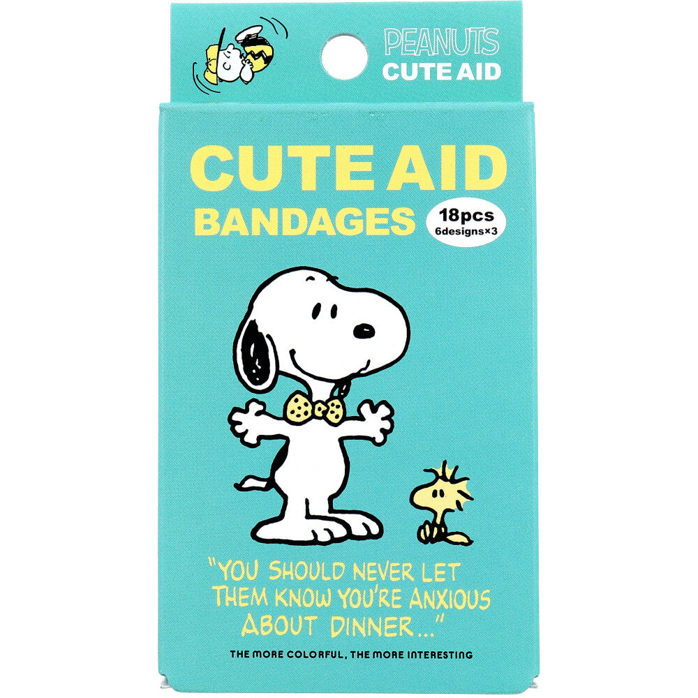 [メーカー欠品]キャラクターばんそうこう CUTE AID スヌーピー カラーズ 18枚入 1 個