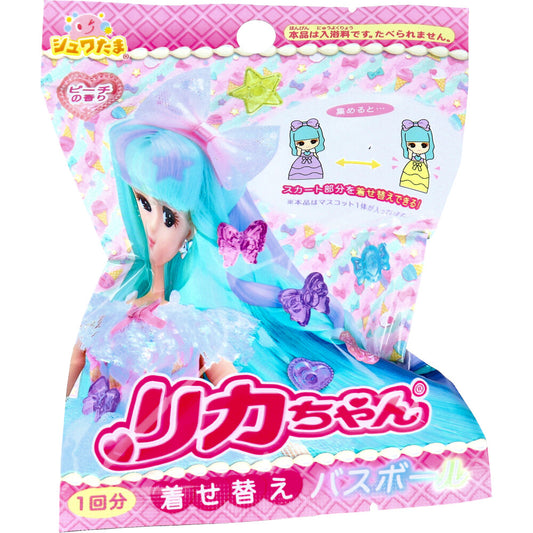 [Limited stock] Schwatama Licca-chan Dress-up Bath Ball, Peach Scent, 75g, 1 serving, 1 piece