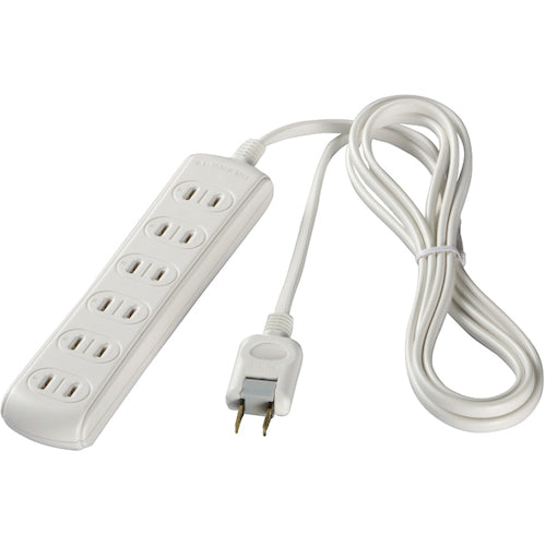 ＢＡＦＦＡＬＯ　２ピン式電源タップ　６個口タイプ　３ｍ　ホワイト　BSTAPST2630WH　1 個