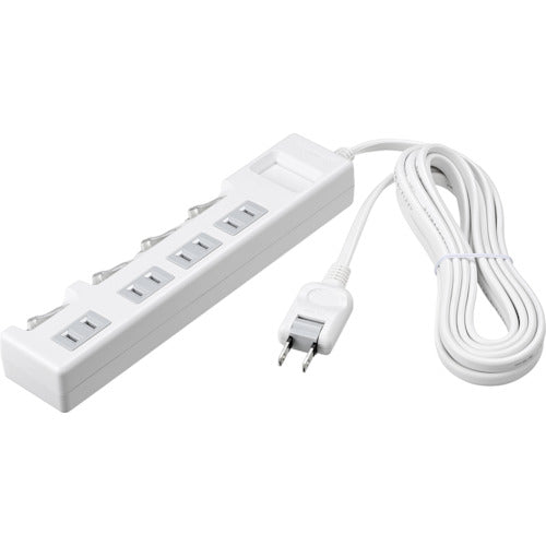 BAFFALO 2핀식 전원 탭 개별 스위치/먼지 방지 셔터 부착/4개구/1.0m 화이트 BTCSHWJT2410WH 1개